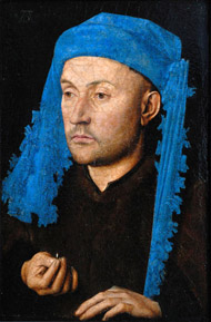 Jan van Eyck, Ritratto d'uomo con copricapo azzurro - 1429